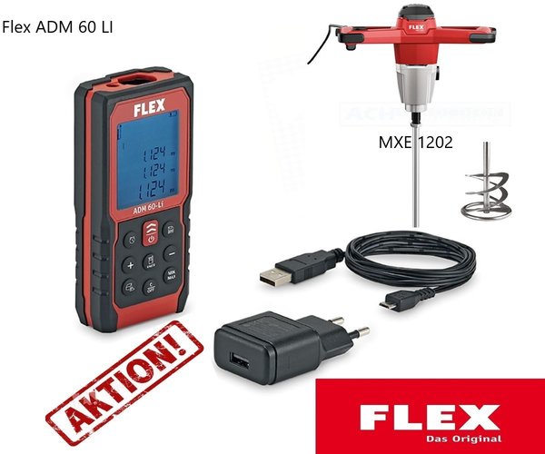 MXE 1202 + WR 2 140 Rührer 1200 Watt 2 Gang+Gratis Flex ADM 60 LI # 495.921-1